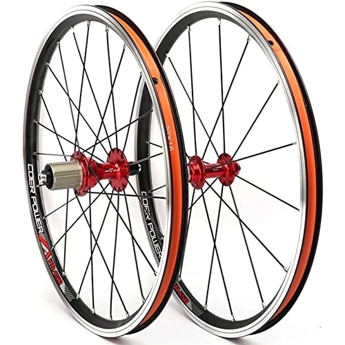 Mountain Bike Wheel : Puozult 20'' 406 Cycling Wheelset V Brake Mountain Bike Hubs Wheelset - 16 / 24 Hole 8 9 10 11 Speed Quick Release Bicycle Front And Rear Wheels 74 / 130mm (Color : Red hub)
