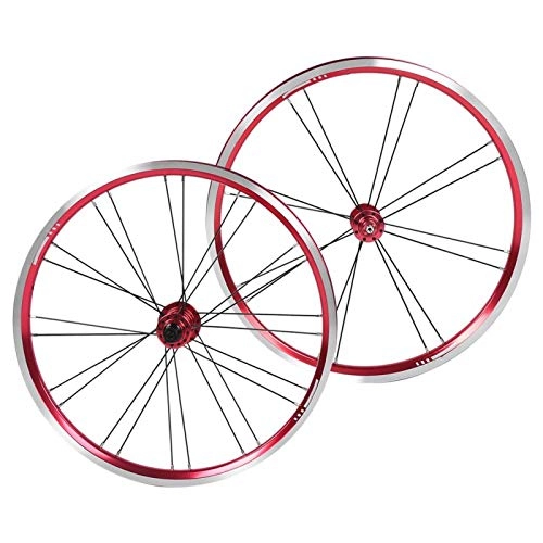 Mountain Bike Wheel : Pwshymi durable Folding Bicycle Wheelset 20 Inch Mountain Bike Wheel Set Aluminium Alloy Ultralight Front 2 Rear 4 Bearing V Brake for Cycling for mountain bike(Red black)