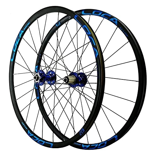 Mountain Bike Wheel : QERFSD 26 / 27.5 / 29in Bicycle Wheelset, Bike Front Rear Wheel Double Wall Disc Brake Mountain Cycling Wheelset For 7 / 8 / 9 / 10 / 11 / 12 Speed 24 Hole (Color : Blue, Size : 27.5in)