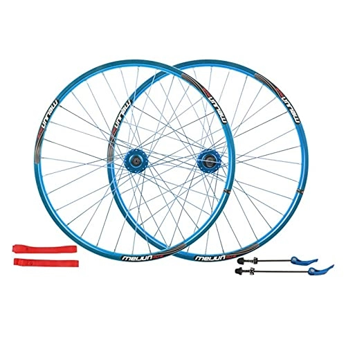 Mountain Bike Wheel : QERFSD 26 Inch Bicycle Wheels, Mountain Bike Wheelset Double Layer Alloy Rim Sealed Bearing Disc Brake 32 Hole 7 / 8 / 9 / 10 Cassette Front Rear Wheel (Color : Blue)