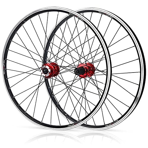 Mountain Bike Wheel : QERFSD 26 Inch Wheelset Mountain Bike Wheels Disc Brake / V Brake Dual Purpose Double Wall Aluminum Alloy Rim 32 Hole For 7 / 8 / 9 / 10 / 11s Cassette Hub