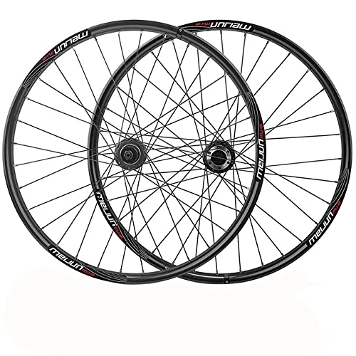 Mountain Bike Wheel : QERFSD Bike Wheelset, 26 Inch Mountain Cycling Wheels, Magnesium Alloy Disc Brake / Fit For 7-10 Speed Freewheels / 32H Quick Release MTB Bicycle Rim (Color : Black)