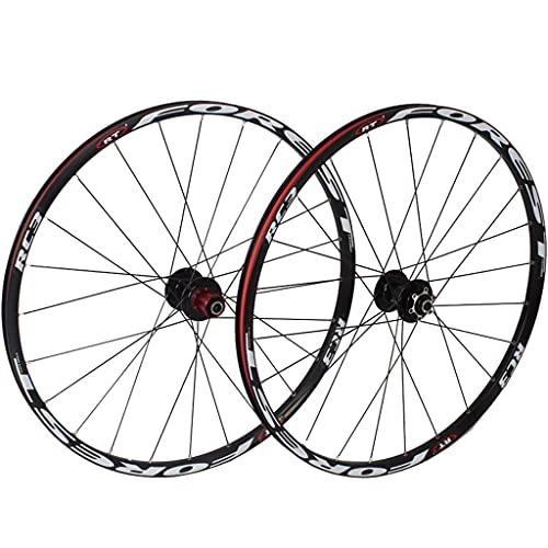 Mountain Bike Wheel : QERFSD Mountain Bike Wheelset 26 / 27.5 Inch, Aluminum Alloy Rim 24H Disc Brake MTB Wheelset, Quick Release Front Rear Wheels, Fit 7-11 Speed Cassette Bicycle Wheelset (Size : 27.5inch)