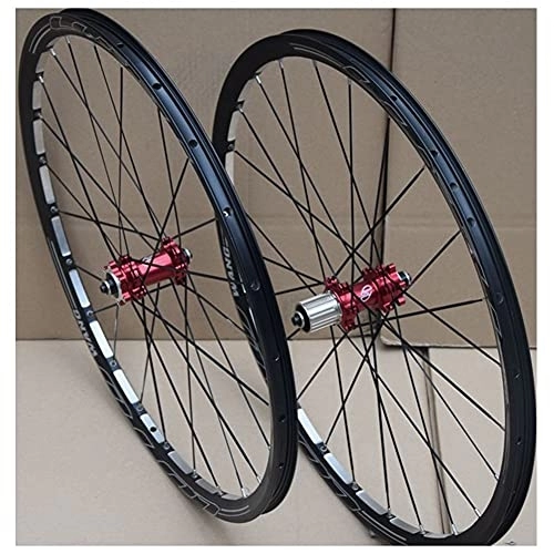 Mountain Bike Wheel : QHY Cycling Bike Wheelset 26 Inch Mountain Cycling Wheels, CNC Magnesium Alloy Disc Brake / Fit For 8 9 10 11 Speed 24H Freewheels / Quick Release Axles Bicycle Accessory (Color : Red, Size : 26")