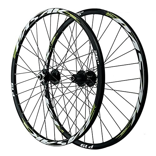 Mountain Bike Wheel : QHY MTB Mountain Bike Wheels 26 27.5 29inch Bicycle Wheels Big Hub 6 Claws 1-1 / 2” AM Wheel 9MM QR Wheelset Rim (Color : Green, Size : 26 inch)