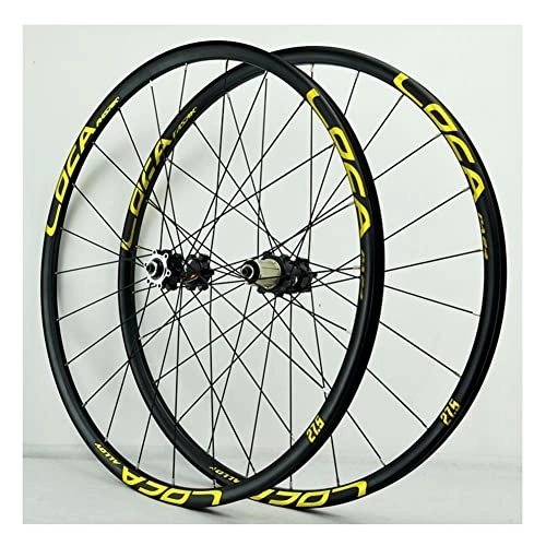 Mountain Bike Wheel : QHYRZE 26 / 27.5 / 29 Inch Wheelset MTB Bicycle Mountain Bike Wheel Set Lightweight Rim 24H Quick Release Disc Brake Hub Fit 7 8 9 10 11 12 Speed Cassette 1680g (Color : Gold, Size : 27.5'')