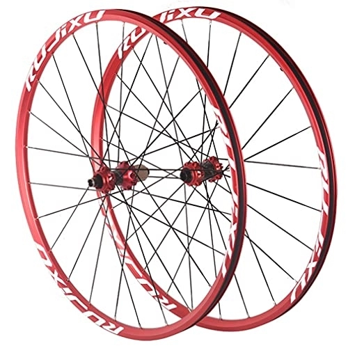Mountain Bike Wheel : QHYRZE 26 / 27.5 / 29" Mountain Bike Wheelsets Center Lock Disc Brake MTB Wheel Set Carbon Hub 24H 7 8 9 10 11 Speed Cassette 1920g (Color : Red, Size : 29'')