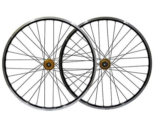 Mountain Bike Wheel : QHYRZE Bicycle Wheelset Rim 26" Mountain Bike V / Disc Brake Wheelset MTB Quick Release Wheels Hub 32H For 7 8 9 10 Speed Cassette 2163g (Color : Gold, Size : 26'')