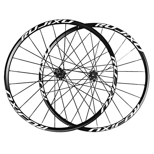 Mountain Bike Wheel : QHYRZE Mountain Bike Wheelset 26 / 27.5 / 29 Inch MTB Rim 24H Bicycle Wheels Disc Brake Thru Axle Carbon Hub Flat Spokes Fit 7 / 8 / 9 / 10 / 11 Speed Cassette 1590g (Color : Black hub, Size : 27.5'')
