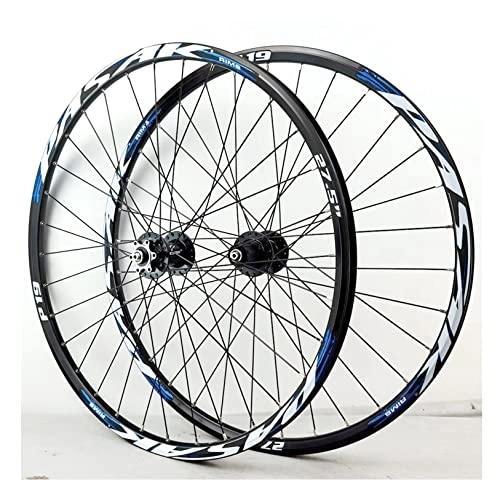 Mountain Bike Wheel : QHYRZE Mountain Bike Wheelset 26 / 27.5 / 29 Inch MTB Rim Disc Brake Quick Release Cycling Wheels 32H Hub For 7 8 9 10 11 12 Speed Cassette 2050g (Color : Blue, Size : 26'')