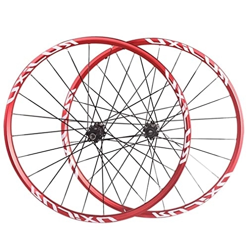 Mountain Bike Wheel : QHYRZE Mountain Bike Wheelset 26" 27.5" 29" MTB Bicycle Disc Brake Wheel Set 24H Rim Bolt On Hub Fit 7 8 9 10 11 Speed Cassette 1920g (Color : Red, Size : 27.5'')