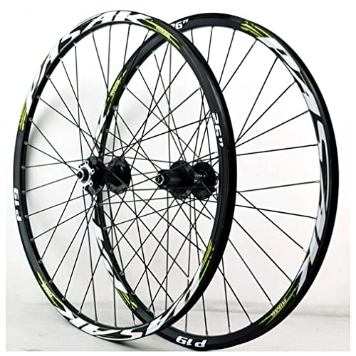 Mountain Bike Wheel : QHYRZE Mountain Bike Wheelset 26" 27.5" 29" Rim Disc Brake Bicycle MTB Quick Release Wheels Front Rear 32 Holes Hub For 7 8 9 10 11 12 Speed Cassette 2035g (Color : Green, Size : 29'')
