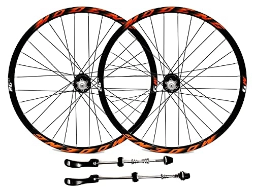 Mountain Bike Wheel : QHYRZE Mountain Bike Wheelset 26" 27.5" 29" Rim Disc Brake MTB Bicycle Wheels QR Quick Release Wheelset 32H Hub For 7 8 9 10 11 12 Speed Cassette 2055g (Color : Orange, Size : 29'')