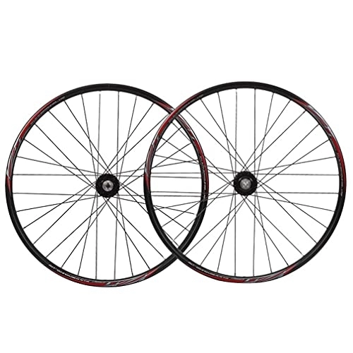 Mountain Bike Wheel : QHYRZE Mountain Bike Wheelset 26" Bicycle Rim MTB Disc Brake Quick Release Wheels 32 Holes Hub For 7 8 9 10 Speed Cassette 2118g (Color : Black, Size : 26'')