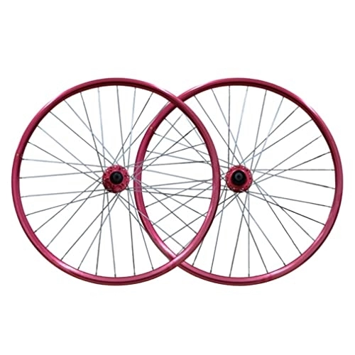 Mountain Bike Wheel : QHYRZE Mountain Bike Wheelset 26" Disc Brake Rim MTB Quick Release Wheels 32H QR Hub For 7 8 9 Speed Cassette Bicycle Wheelset 2359g (Color : Red, Size : 26'')