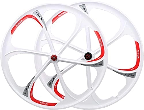 Mountain Bike Wheel : QHYRZE Mountain Bike Wheelset 26'' Rim Disc Brake Quick Release MTB Bicycle Integrated Wheels Hub For 7 / 8 / 9 / 10 Speed Cassette 2930g (Color : White, Size : 26'')