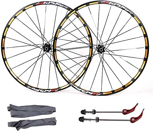 Mountain Bike Wheel : QMH Bicycle front rear wheels for 26" 27.5" Mountain Bike, MTB Bike Wheel Set 7 bearing 24H Alloy drum Disc brake 7 8 9 10 11 Speed, Yellow, 27.5inch