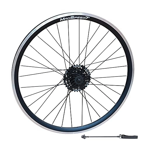 Mountain Bike Wheel : QR 27.5" (ETRTO 584x19) MTB Mountain Bike REAR Wheel + Shimano 7 Speed Cassette (12-32t) - Rim & Disc Brake Compatible - Sealed Bearings Hub (Very Smooth Hub) - Double Wall