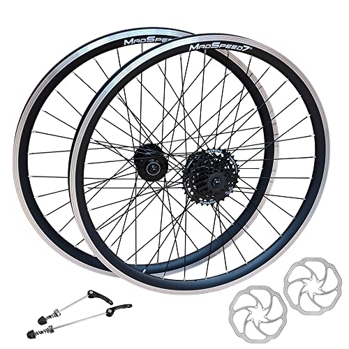 Mountain Bike Wheel : QR 29" 29er (ETRTO 622x19) MTB Mountain Bike Wheel Set + Shimano 7 Speed Cassette (12-32t) + 160mm Disc Brake Rotors - Sealed Bearings Hubs (Very Smooth Hubs) - Double Wall