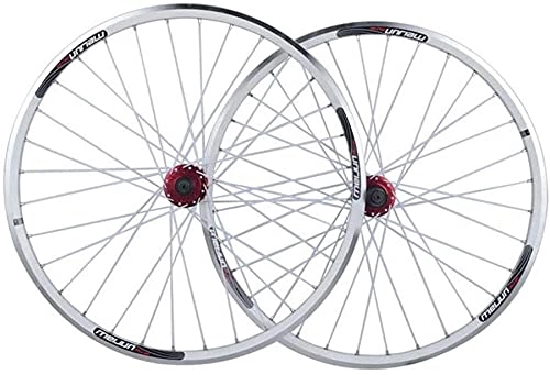 Mountain Bike Wheel : qwert Pair of 26-Inch Bicycle Wheels, Double-Walled Rim for Quick Release Mountain Biking Rim V-Brake Hybrid / Mountain Bike Hole Hole 7 8 9 10 Speed, White