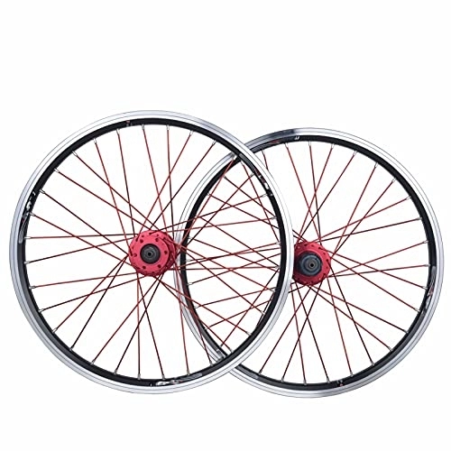 Mountain Bike Wheel : Qwhone Bicycle Wheelset, MTB Bike Wheelset 26 Inch, Double Wall Aluminum Alloy Sealed Bearings Disc Brake / V Brake 32 Hole 7 / 8 / 9 / 10 Speed Cycling Wheel, Red