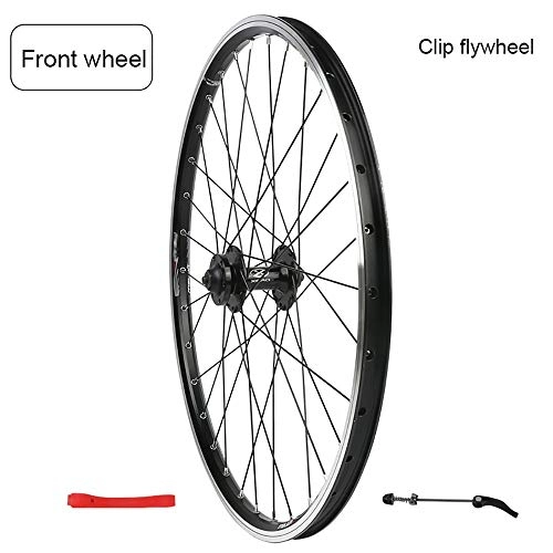 Mountain Bike Wheel : QXFJ 24 Inch MTB Bike Wheel / Mountain Bike Wheel, Aluminum Alloy / Disc Brake / V Brake / Suitable For 7-8-9 Speed Flywheel / Black / American Valve / 32-Hole Spokes / Rim Width 23.99mm