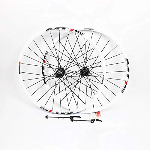 Mountain Bike Wheel : QXFJ 26 Inch MTB Bike Wheel / Cycle Wheel, Aluminum Alloy / Disc Brake / French Nozzle / 28 Stainless Steel Spokes Front And Rear / White / Quick Release / 28 Holes / Support 8-9-10-11 Speed
