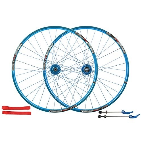 Mountain Bike Wheel : QXFJ 26 Inches Mountain Bike Wheel / MTB Bike Wheel, Aluminum Alloy / Suitable For 26 * 1.35~2.125 Tires / Blue / Disc Brakes / American Valve / 32 Holes / Suitable For 7-8-9-10 Speed Clip Flywheel
