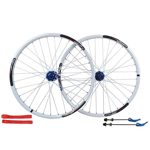 Mountain Bike Wheel : QXFJ 26 Inches MTB Bike Wheel / Cycle Wheel, Aluminum Alloy / Disc Brakes / American Valve / Suitable For 26 * 1.35~2.125 Tires / White / 32 Holes / Suitable For 7-8-9-10 Speed Clip Flywheel