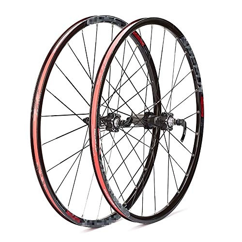 Mountain Bike Wheel : QXFJ MTB Bike Wheel, 26 Inch Mountain Bike Wheel Set Stainless Steel Flat Spokes 24 Hole Straight Pull Disc Brake Hub Aluminum Alloy Wheel Compatible With 9 / 10 / 11 Speed