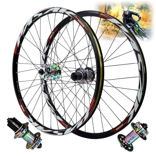 Mountain Bike Wheel : Racing Bicycle Wheels 26 27.5 29 Inch MTB Rim Aluminum Alloy Disc Brake 32H Mountain Cycling Bike Wheels Front&Rear QR 135mm Compatible 7-11 Speed (Color : D, Size : 27.5 inch)