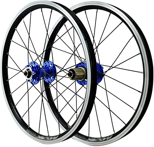 Mountain Bike Wheel : Rayblow Bicycle Wheelset 20inch Mountain Bike Wheelset Aluminum Alloy Rim MTB Bicycle Wheel Set 24H Disc / V Brake Quick Release for 7 8 9 10 11 12 Speed (Color : black), Blue