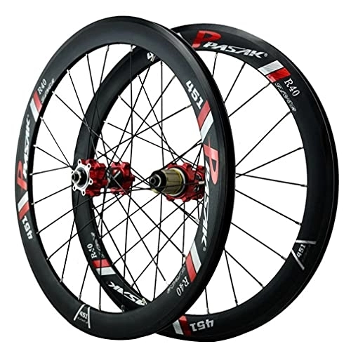 Mountain Bike Wheel : Rims 20 / 22 In Mountain Bike Wheelset Disc Brake C / V Brake Bicycle Wheels Quick Release MTB Rim 24 Holes Hub Cycling Wheel 1600g For 7 / 8 / 9 / 10 / 11 / 12 Speed Cassette (Color : Red, Size : 451)