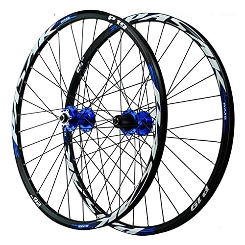 Mountain Bike Wheel : Rims 26" 27.5" 29" Mountain Bike Wheelset Disc Brake Quick Release MTB Wheels Bicycle Rim Front And Rear Wheel 2035g 32 Holes Hub For 7 / 8 / 9 / 10 / 11 / 12 Speed Cassette (Color : Blue, Size : 26inch)