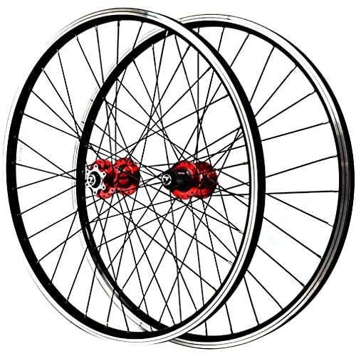 Mountain Bike Wheel : Rims 26‘’27.5‘’29‘’Mountain Bike Wheelset Disc Brake V Brake MTB Rim QR Bicycle Wheels 32 Holes Hub For 7 / 8 / 9 / 10 / 11 / 12 Speed Cassette 2200g (Color : Red, Size : 29'')