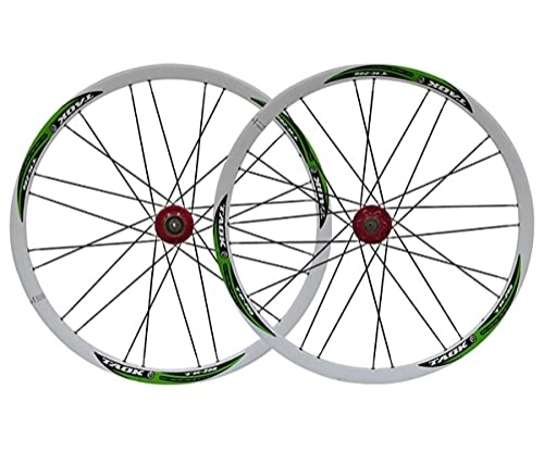 Mountain Bike Wheel : Rims 26" Mountain Bike Disc Brake Wheelset Quick Release Bicycle Wheels MTB Rim Flat Spokes 24H QR Hub For 7 / 8 / 9 / 10 Speed Cassette 2330g (Color : Green, Size : 26in)
