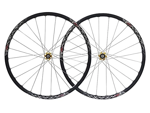 Mountain Bike Wheel : Rims 26"Mountain Bike Wheelset MTB Rim Bicycle Quick Release Disc Brake Wheels 1958g QR 24H Straight Pull Hub For 7 / 8 / 9 / 10 Speed Cassette (Color : Gold, Size : 26 inch)