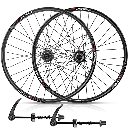 Mountain Bike Wheel : Rims Mountain Bike Disc Brake Wheelset 26" Bicycle Rim QR Quick Release MTB Wheels 32H Hub For 7 / 8 / 9 / 10 Speed Cassette 2267g (Color : Black, Size : 26in)