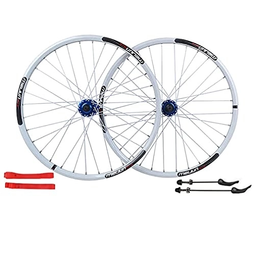 Mountain Bike Wheel : Rims Mountain Bike Disc Brake Wheelset 26" Bicycle Rim QR Quick Release MTB Wheels 32H Hub For 7 / 8 / 9 / 10 Speed Cassette 2267g (Color : White, Size : 26in)