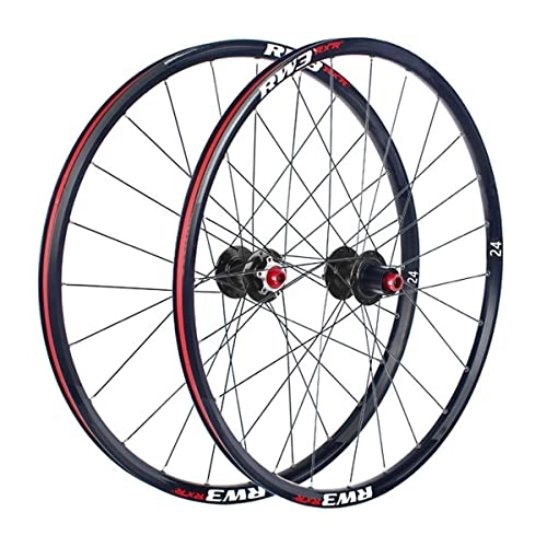 Mountain Bike Wheel : Rims Mountain Bike Wheelset 24 Inch MTB Rim 24H Thru Axle Hub Disc Brake Wheels For 7 / 8 / 9 / 10 / 11 Speed Cassette 1870g (Color : Black, Size : 24'')