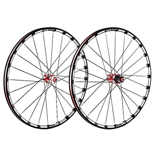 Mountain Bike Wheel : Rims Mountain Bike Wheelset 26 / 27.5 / 29" MTB Rim 24H Carbon Hub Disc Brake Quick Release Wheels For 7 / 8 / 9 / 10 / 11 Speed Cassette Flywheel 1840g (Color : Red, Size : 26'')