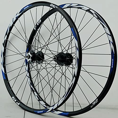 Mountain Bike Wheel : Rims Mountain Bike Wheelset 26" 27.5" 29" MTB Rim 32 Holes Quick Release Bicycle Wheels Front And Rear Wheel 2035g Disc Brake Hub For 7 / 8 / 9 / 10 / 11 / 12 Speed Cassette (Color : Blue A, Size : 26inch)