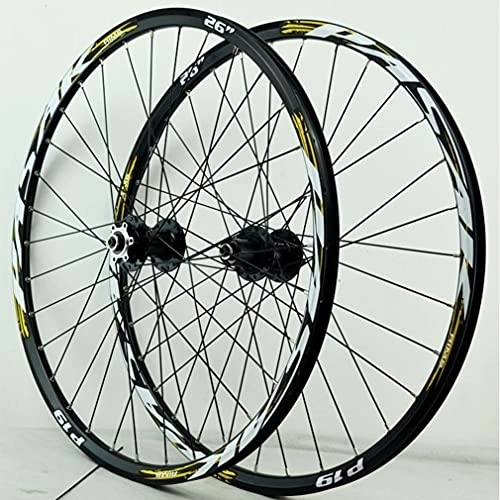 Mountain Bike Wheel : Rims Mountain Bike Wheelset 26" 27.5" 29" MTB Rim 32 Holes Quick Release Bicycle Wheels Front And Rear Wheel 2035g Disc Brake Hub For 7 / 8 / 9 / 10 / 11 / 12 Speed Cassette (Color : Gold A, Size : 27.5inch)