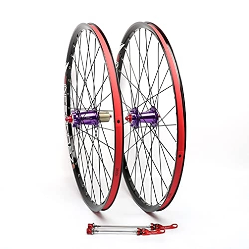 Mountain Bike Wheel : Rims Mountain Bike Wheelset 26 / 27.5" MTB Rim Disc Brake Bicycle Wheels QR 32H Quick Release Hub For 8 / 9 / 10 / 11 Speed Cassette 1850g (Color : Purple, Size : 26'')