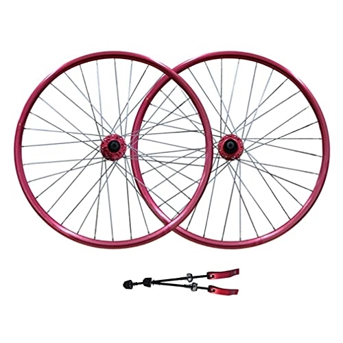 Mountain Bike Wheel : Rims Mountain Bike Wheelset 26" Bicycle Rim Disc Brake MTB Wheels Quick Release 32H QR Hub For 7 / 8 / 9 Speed Cassette 2359g (Color : Red, Size : 26 in)
