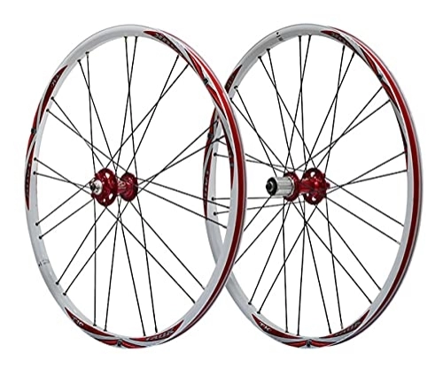 Mountain Bike Wheel : Rims Mountain Bike Wheelset Disc Brake 26" MTB Rim QR Quick Release Bicycle Wheels 24 / 28H Hub For 7 / 8 / 9 / 10 Speed Cassette 2036g (Color : Red, Size : 26 inch)