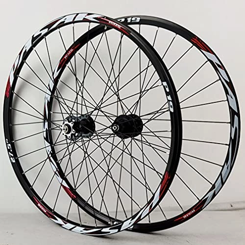 Mountain Bike Wheel : Rims Mountain Bike Wheelset Disc Brake Quick Release Cycling Wheels 26 / 27.5 / 29 Inch MTB Rim 32H Hub For 7 / 8 / 9 / 10 / 11 / 12 Speed Cassette 2050g (Color : Red, Size : 27.5inch)
