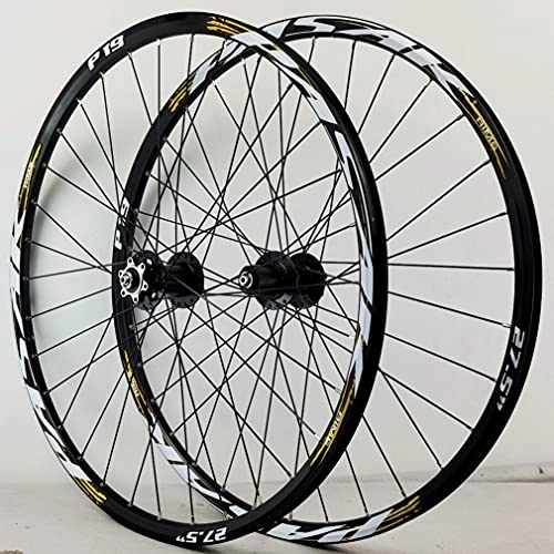 Mountain Bike Wheel : Rims Mountain Bike Wheelset Disc Brake Quick Release Cycling Wheels 26 / 27.5 / 29 Inch MTB Rim 32H Hub For 7 / 8 / 9 / 10 / 11 / 12 Speed Cassette 2050g (Color : Yellow, Size : 27.5inch)