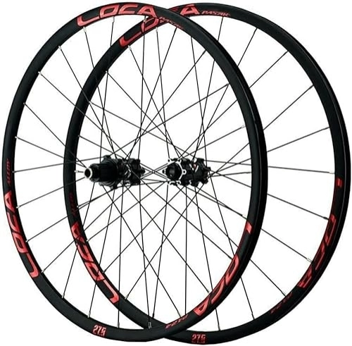 Mountain Bike Wheel : Road Bike Full Axle Bicycle Wheel 24 Hole Hub Mountain Bike Wheel Set Disc Brake 26 "27.5" 29 "rim 700C Wheelsets (Color : Red, Size : 700C)