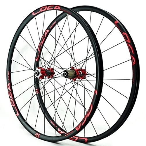 Mountain Bike Wheel : Road Bike Rims 26in 27.5" 29" 700C Inch Disc Brake Mountain Cycling Wheels Quick Release Wheelset Sealed Bearing Hub 7 8 9 10 11 Speed Cassette 24H (A Red)